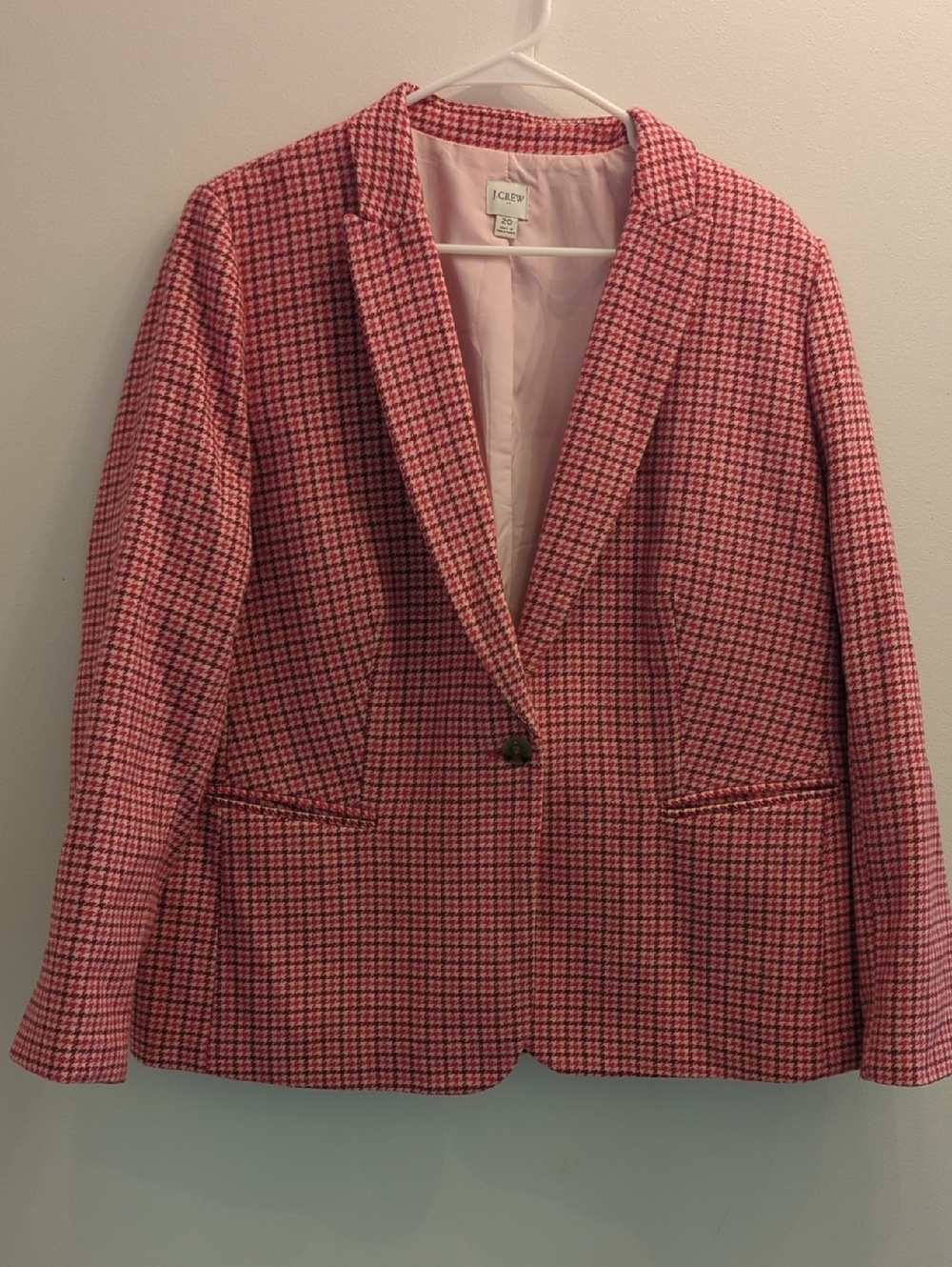J. Crew Pink Houndstooth Blazer